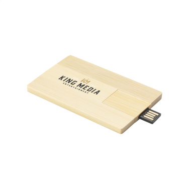 Logotrade kampanjprodukter bild: Kreditkort USB Bamboo 16 GB