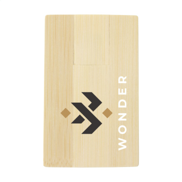 Logotrade profilprodukter bild: Kreditkort USB Bamboo 32 GB