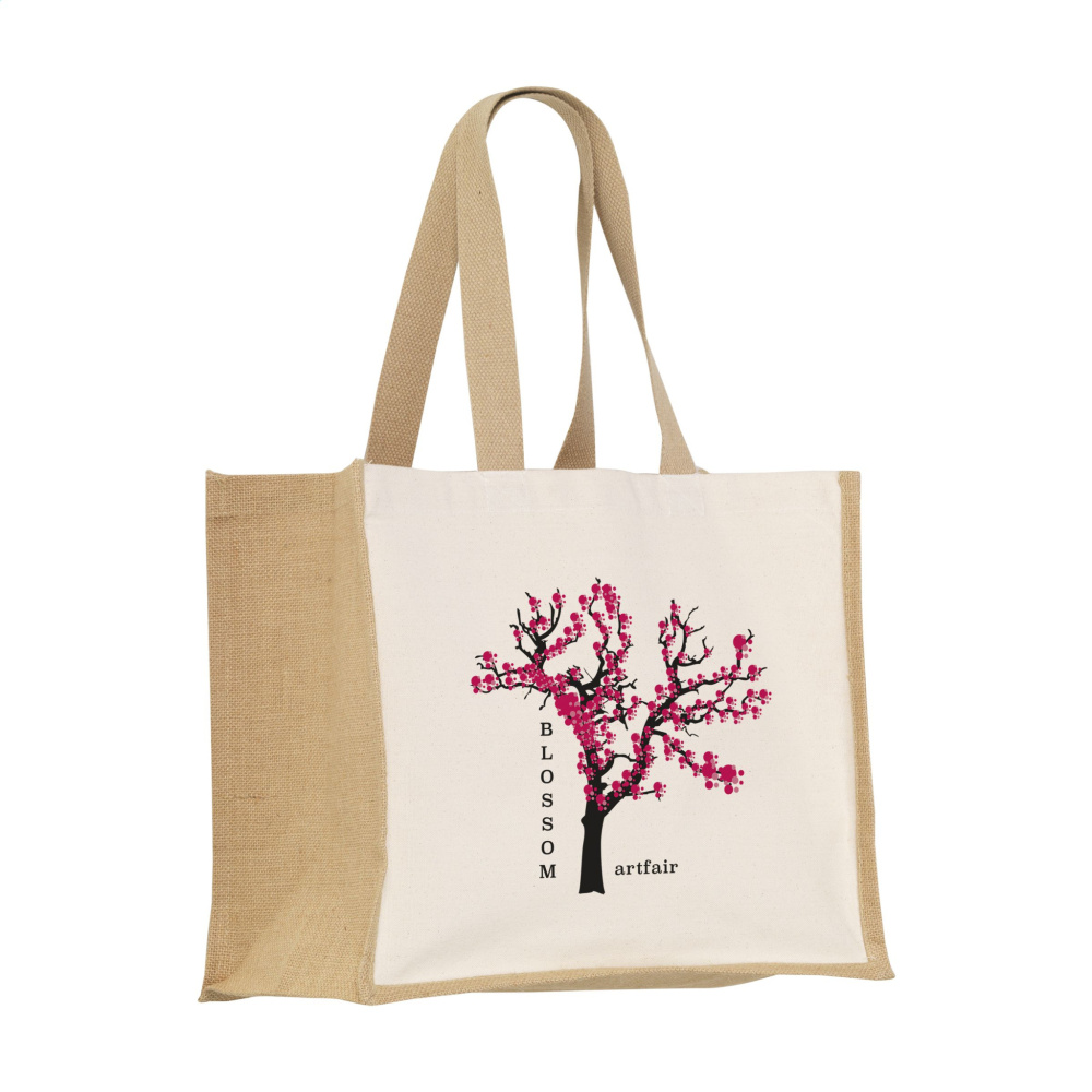 Logotrade presentreklam bild: Jute Canvas Shopper-väska (320 g/m²).