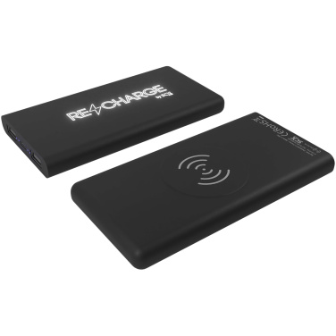 Logotrade kampanjprodukter bild: SCX.design P40 10 000 mAh upplyst trådlös powerbank i gummi