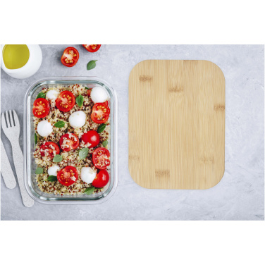 Logotrade kampanjprodukter bild: Roby lunchlåda i glas med bambulock