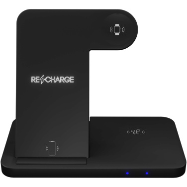 Logotrade profilprodukter bild: SCX.design W28 3-i-1 trådlös laddningsbas med telefonställ